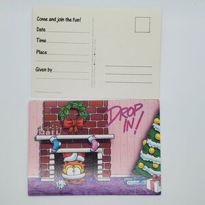 VTG 1978 Garfield Holiday party postcard 10 invitations